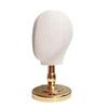 Burlap Head Mold with Gold & Silver Base - Short Neck Fabric-Wrapped Hat & Wig Display Stand