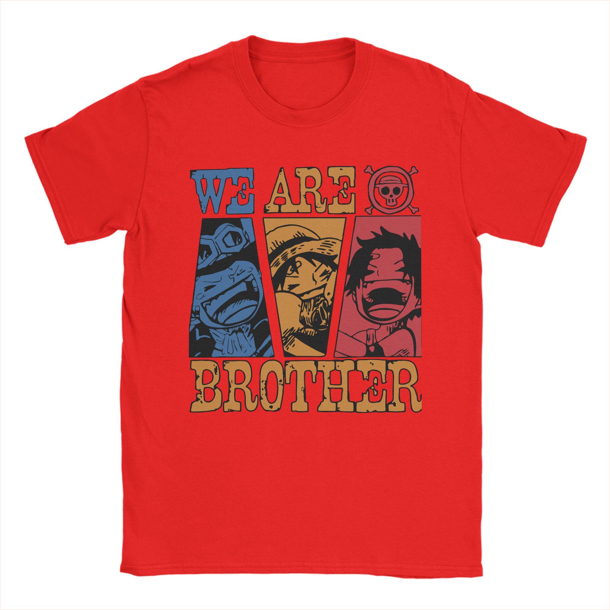 

Novelty We are brothers Sabo Luffy and Ace TShirts for Men O Neck 100 Cotton T Shirt Ones Pieces Tees Printed Clothing M