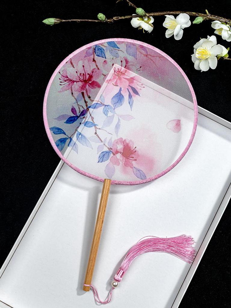 Translucent Ancient Style Round Dance Fan for Hanfu Costumes - Women's Classical Chinese Craft Fan