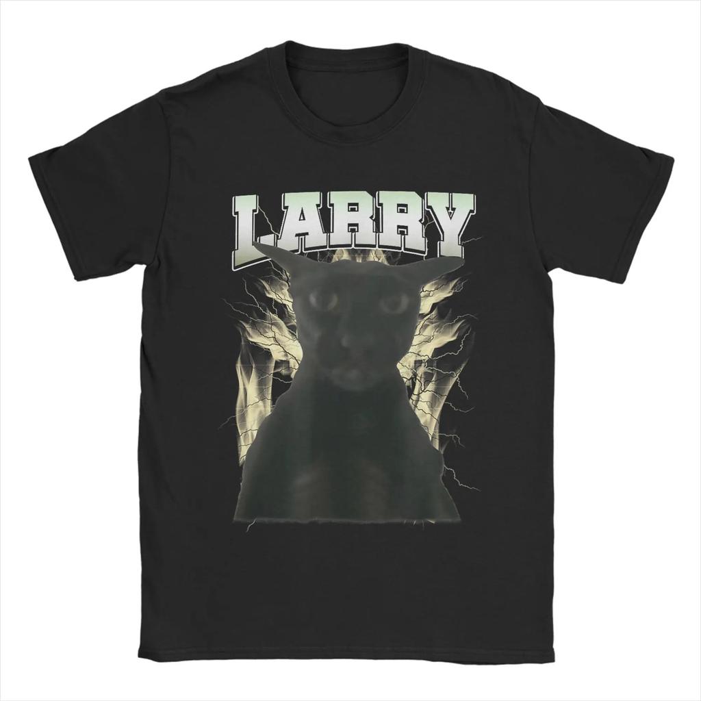 Funny Evil Larry Cat Dank Brainrot Meme Men's T Shirts  Novelty Tees Short Sleeve Round Collar T-Shirts 100% Cotton New Tops