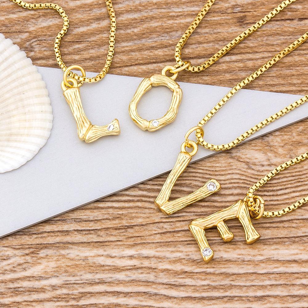 Nidin Hot Sale Women Cute Initial Letter Pendant 26 Letters Charm Necklaces Copper Zircon Family Name Jewelry Personal Gifts