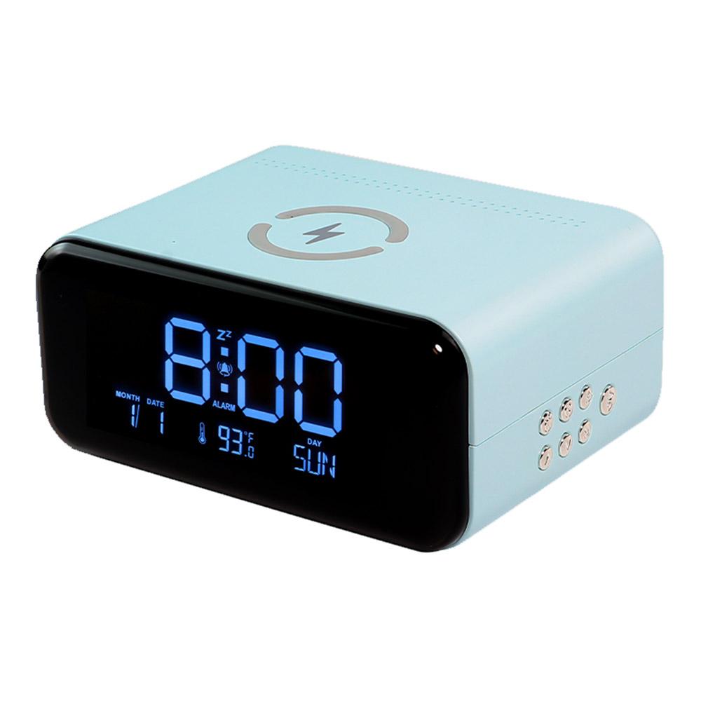 Lămpi de noapte Difuzor compatibil Bluetooth cu încărcare wireless de 15 W, Ceas cu alarmă cu afișaj mare