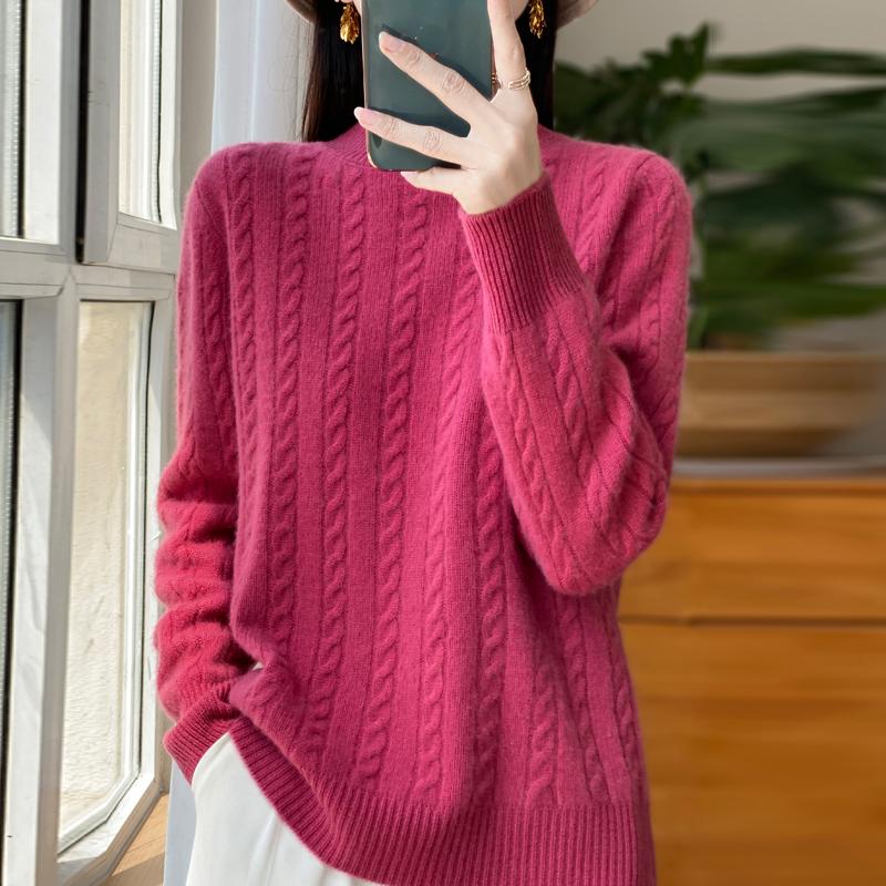 Women's Cashmere Sweater Qinghe Cashmere 30% Cashmere 70% Wool Autumn and Winter Pullover Warm and Fashionable