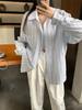 Women's Striped Polo Collar Long-Sleeved Sun Protection Shirt - Lightweight and Loose-Fitting for Summer