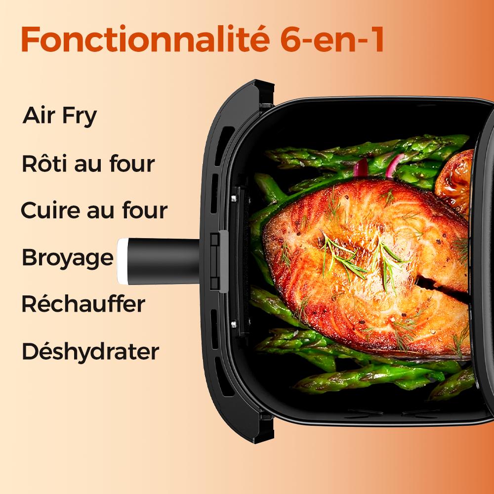 Freidora de Aire 6L Estilo Visible de Vidrio Fácil de Limpiar Doméstico Multifuncional Todo en Uno Freidora Eléctrica