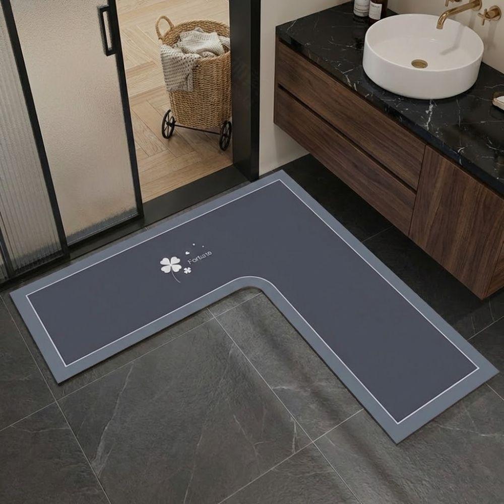 L-Shaped Bathroom Mat Anti-slip Kitchen Corner Carpet Luxury Kitchen Rug  For Home Corner