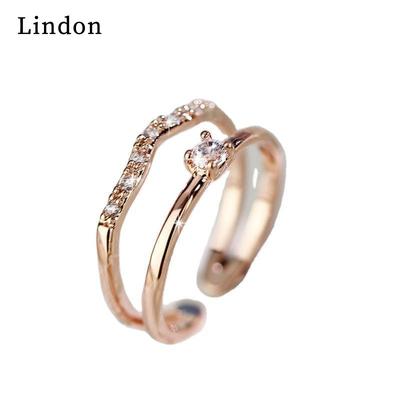 Lindon Classic Copper Alloy Zircon Ring Ladies Jewelry Wedding Promise Party Gift