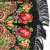 Flower Print Black Tassel Scarf Vintage Windproof Shawl Women Outdoor Windproof Head Wrap Boho Hijab Turban 170*65Cm