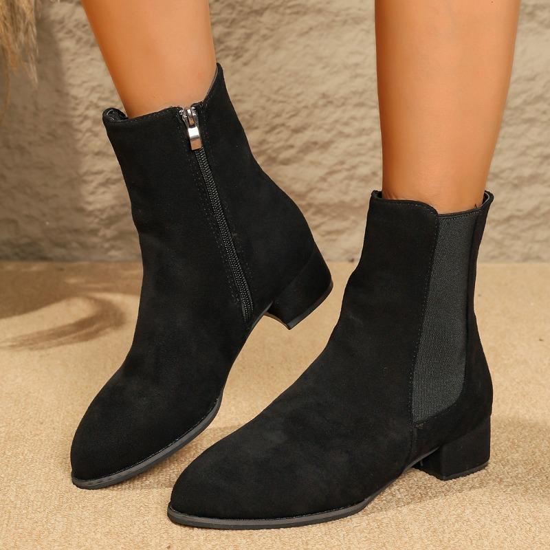 

2025 Autumn Winter New Women s Wild Short Boots Round Head Comfortable Suede Boots Women s Simple Sets of Boots Mujer 36 чёрный