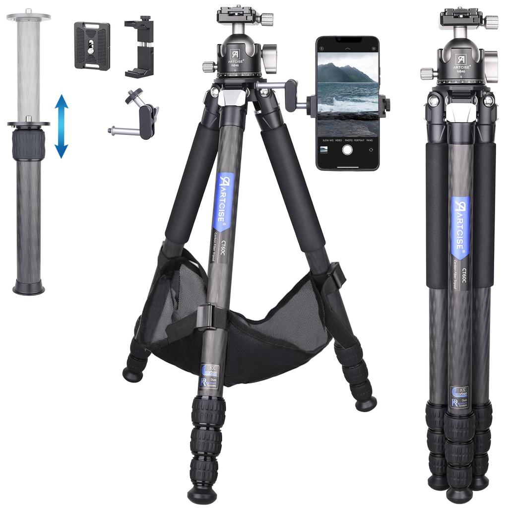 ARTCISE 29mm Large Carbon Fiber Tripod with 46mm Ball Low Center of Compact Travel Carbon Fiber Quick Panoramic Tripod Compatible with 20kg Weight