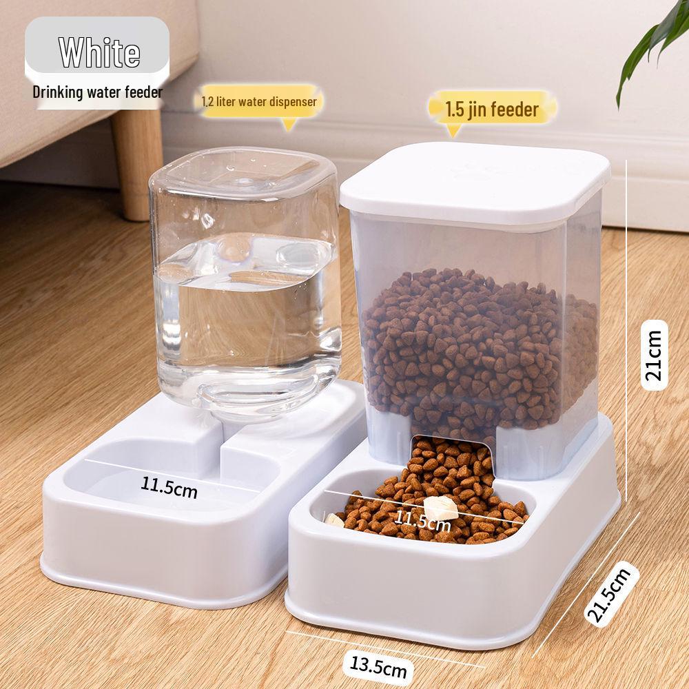 Automatischer Trinkbrunnen für Katzen und Hunde mit Doppelnapf-Futterspender