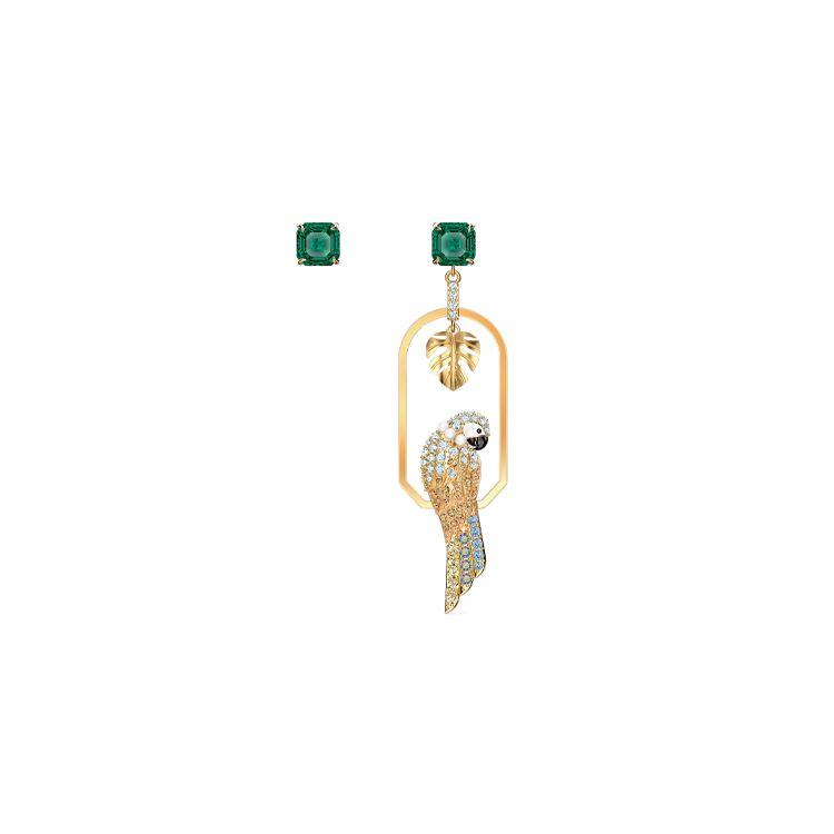 Swarovski Tropical Style Gold Parrot Asymmetrical Earrings Women earrings 5519255 Gold