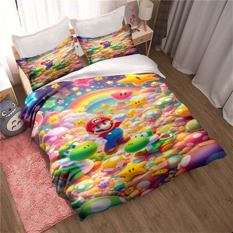 New Super Mario Soft and Comfortable Duvet Cover, Children's Bedding Set Gift, Extra Large Size, Multiple Sizes Available.