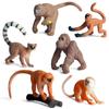 6PCS Lifelike Monkey Model Orangutans Figurine Simulation Gibbon Cubs Simulation Wild Animal Zoo Scenes Educational Toys Gift