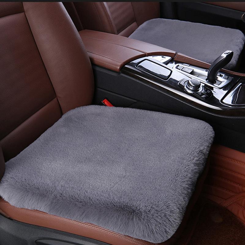 

Зимние теплые подушки для автомобильных сидений из искусственного кроличьего меха, чехлы для автомобильных сидений, универсальный размер, автомобильная под...