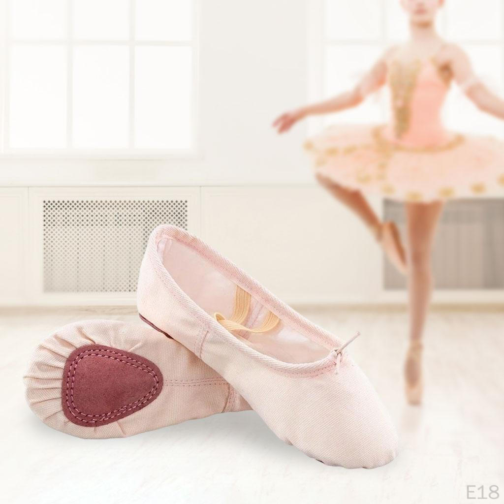Canvas Ballet Dance Shoes Practice Exercise Gymnastics Performance Flats Split Sole for Girls Womens
