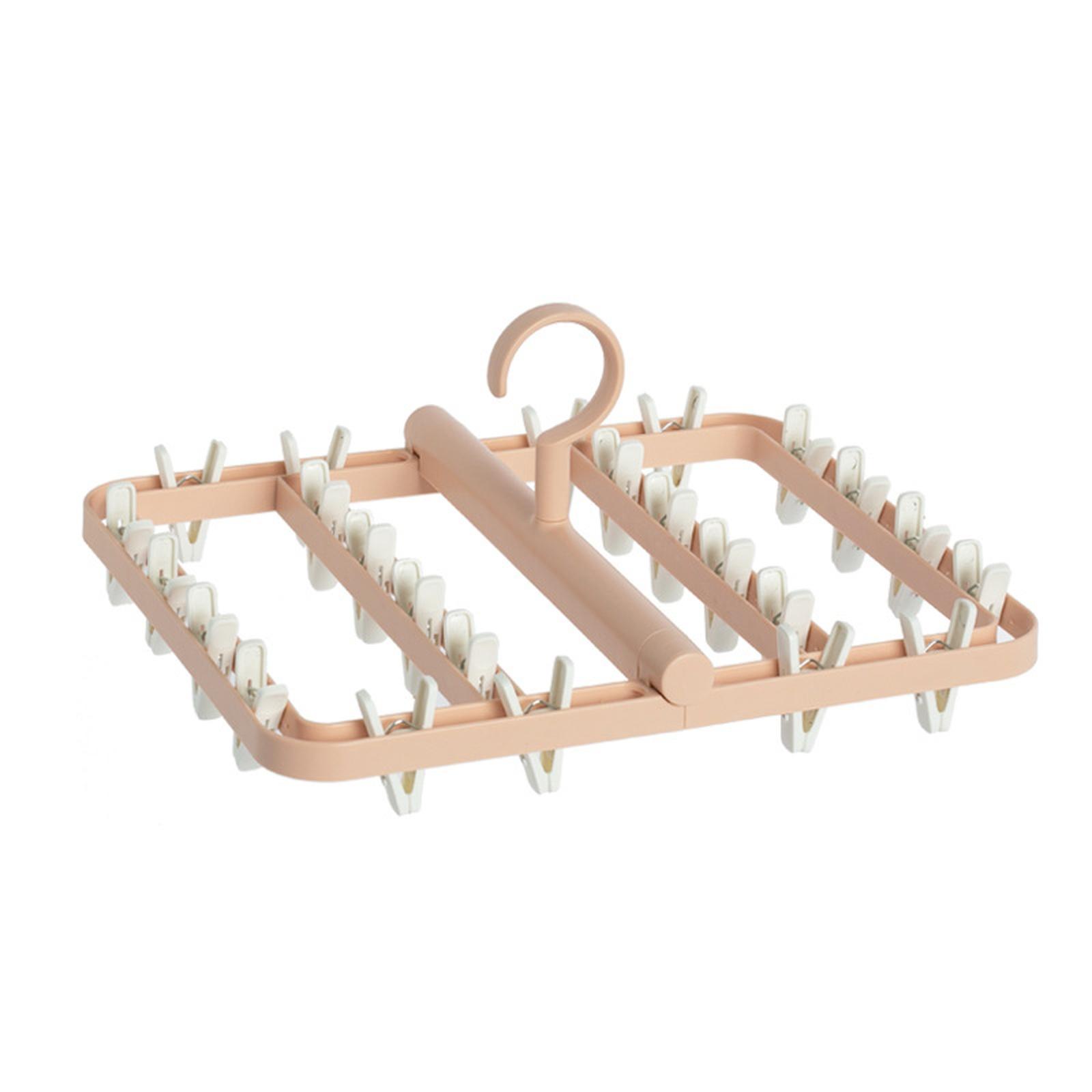 

Foldable Drying Rack Windproof - Clothes Hanger with Clips one size рожевий