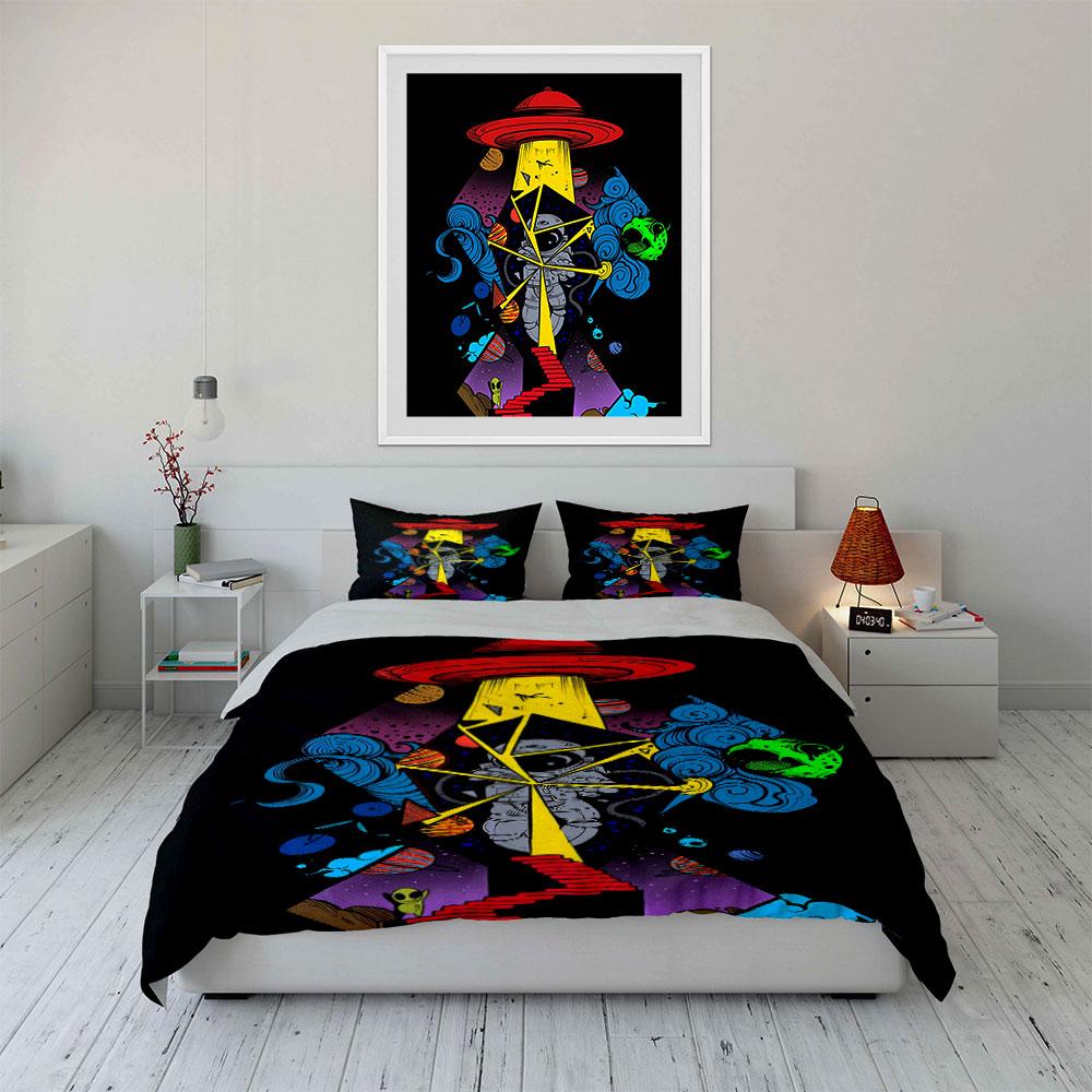 Astronaut, UFO, planets, patterns. Bedding sets Duvet cover sets Duvet covers Pillowcases(1* Duvet Cover 2* Pillowcases without duvet insert)