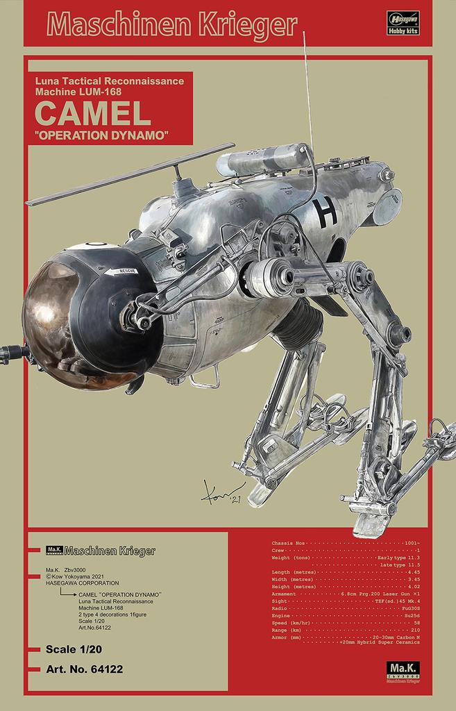Hasegawa Maschinen Krieger Lunární taktický průzkumný letoun Velbloudí operace Dynamo Plastový model 64122 LUM-168 1/20