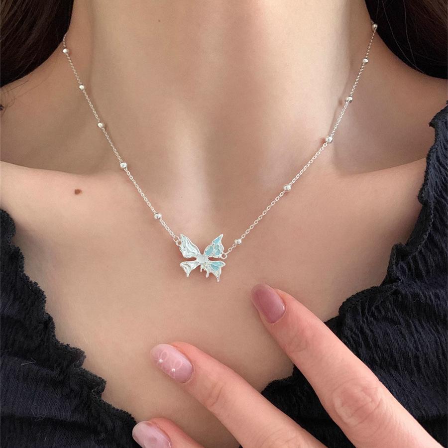 Opal Liquid Butterfly Necklace Sterling Silver 2025 New Clavicle Chain Neck Chain