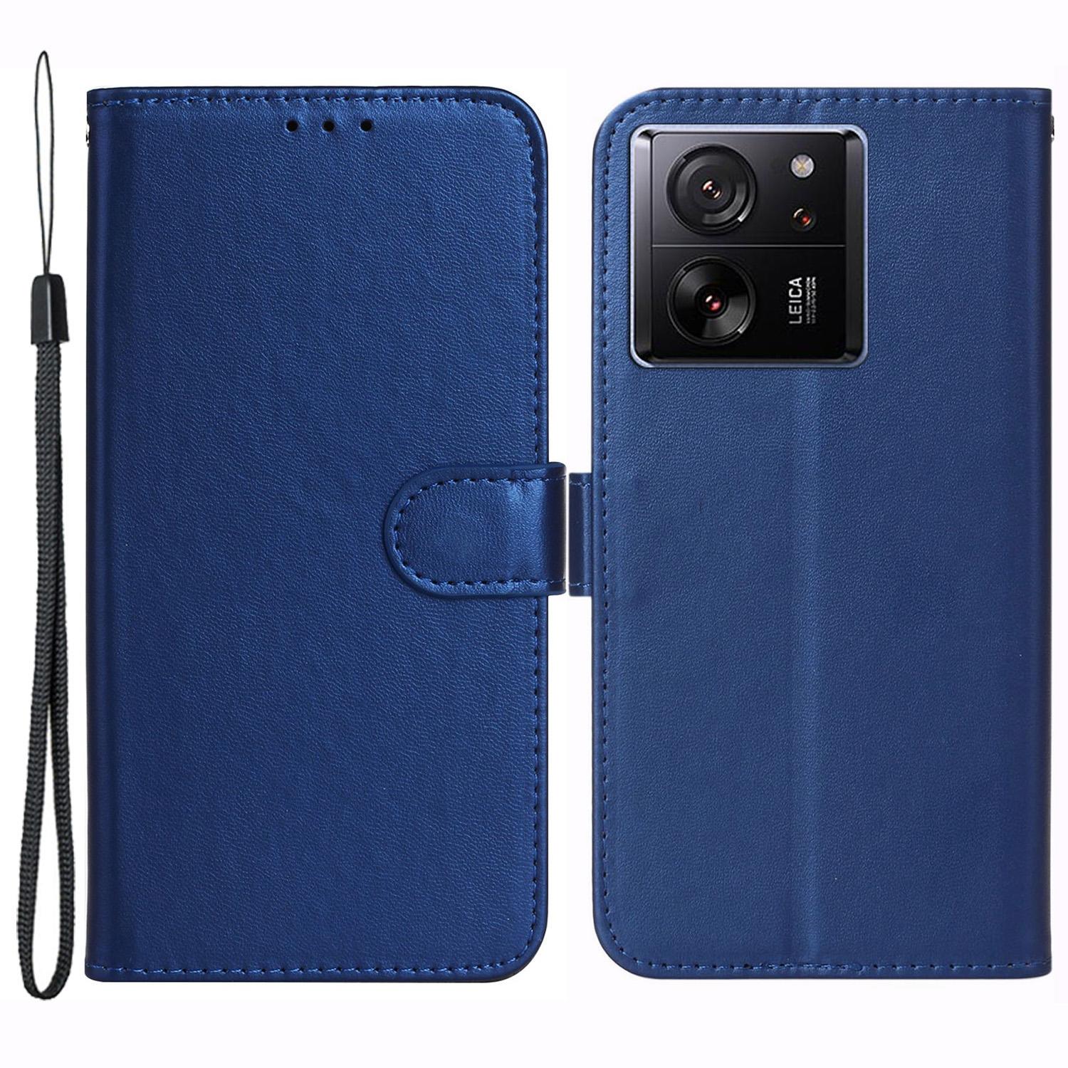 

For Xiaomi 13T/13T Pro/Redmi K60 Ultra PU Leather Cover Cell Phone Cases with Strap Blue