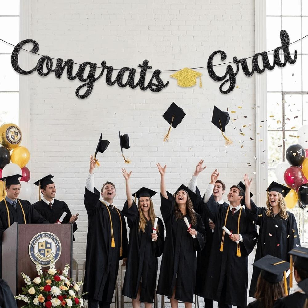 Glitter Decor Graduation Party Banner Garland Graduation Hanging Banner  Photo Background