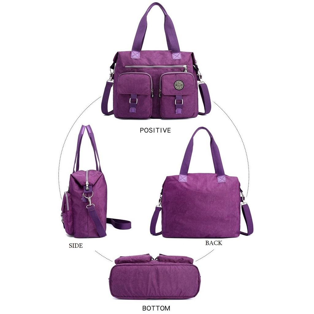 Women Crossbody Bag Minimalist Nylon Purse with Zipper Closure