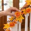 Staircase Garland Decor 180cm Artificial Vine Hanging Door Wreath with Pumpkins Berries Maple Leaves, Decorative Berry Vines Halloween for Autumn