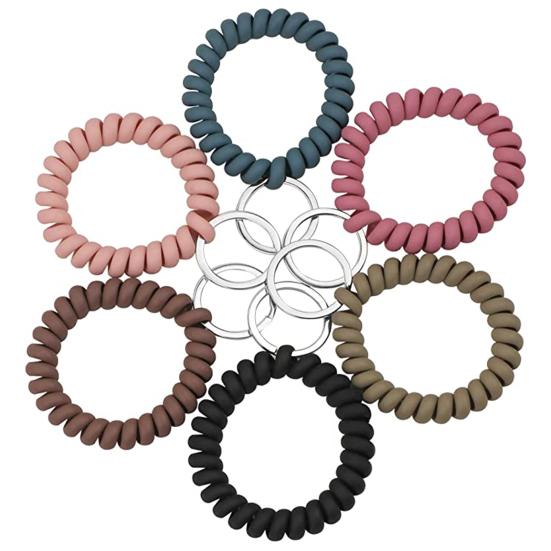 5 Stück Armband-Schlüsselanhänger Umweltfreundlicher Dehnbarer Kunststoff Flexibles Spiral-Handgelenkband für Kinder