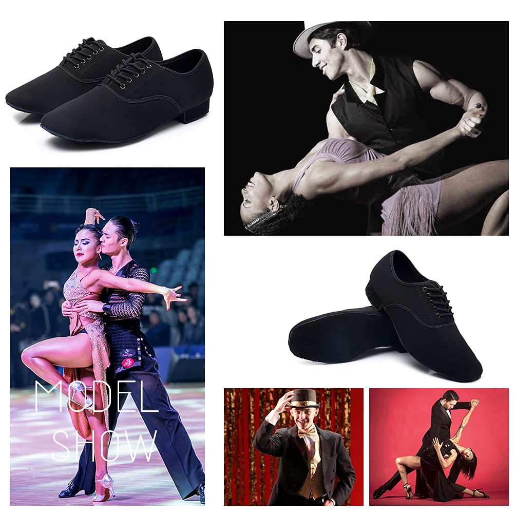 Modern Jazz Sneaker for Men Outdoor/indoor Ballroom Waltz Latin Salsa Dance Shoes Oxford Upper Adult Black for Low Heel
