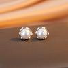 Rose Stud Earrings Women'S Light Luxury High-End Freshwater Earrings Natural Temperament Versatile Earrings
