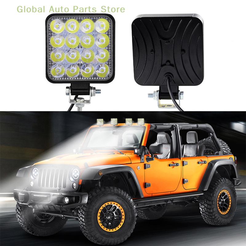 Square 48W LED Work Light 12V 24V Off Road Flood Spot Lamp For Car Truck SUV
