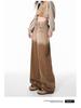 Women's Gradient Brown High-Waisted Wide-Leg Jeans - Spring/Autumn 2024, Loose Slimming Straight-Leg Floor-Length Trousers