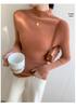 Women's Seamless Cashmere Knit Slimming Sweater - Long Sleeve, Half-High Neck, Tight-Fit, Autumn/Winter Base Layer