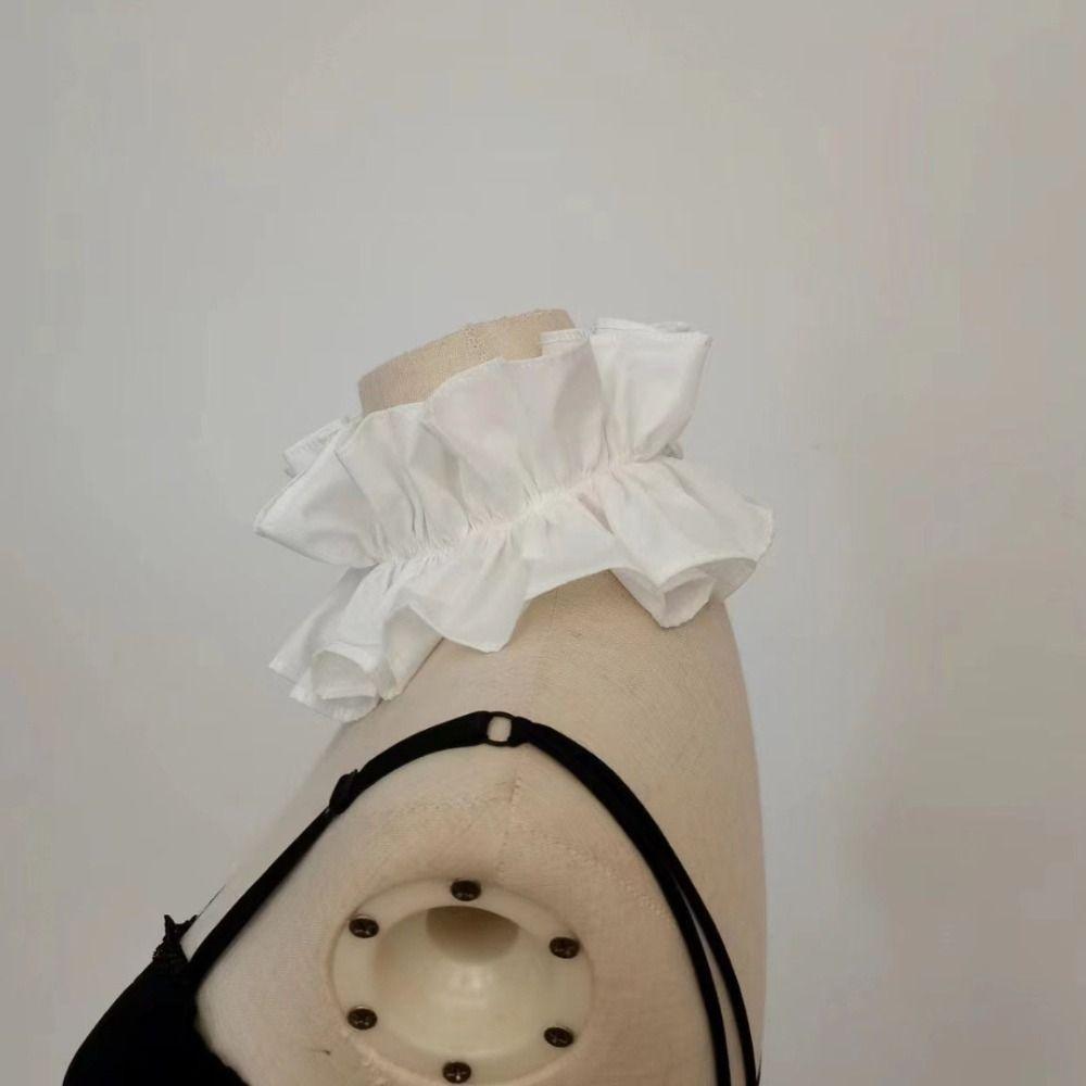 Detachable Fake Collar Black White Solid Color Decorative Collar Ruffled Neck Lace Cotton Stand Up Collar