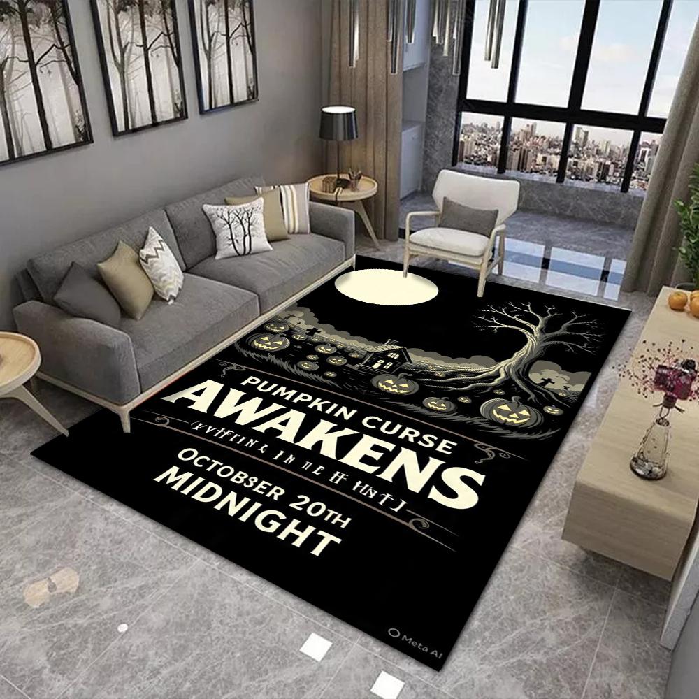 

Halloween Carpet Mat - Pumpkin Witch Bat Ghost Happy Trick or Treat Spooky Night Sky Orange Black Festive Home Decoration Rug 40x60cm