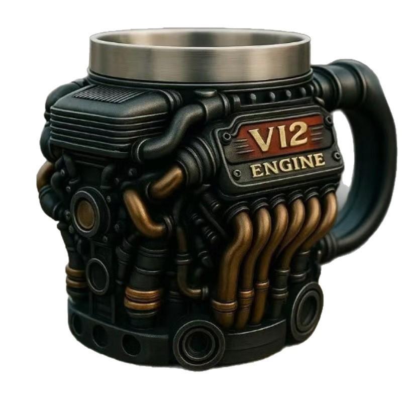 Taza 3D de Acero Inoxidable con Motor V8Taza de Resina con Motor V8