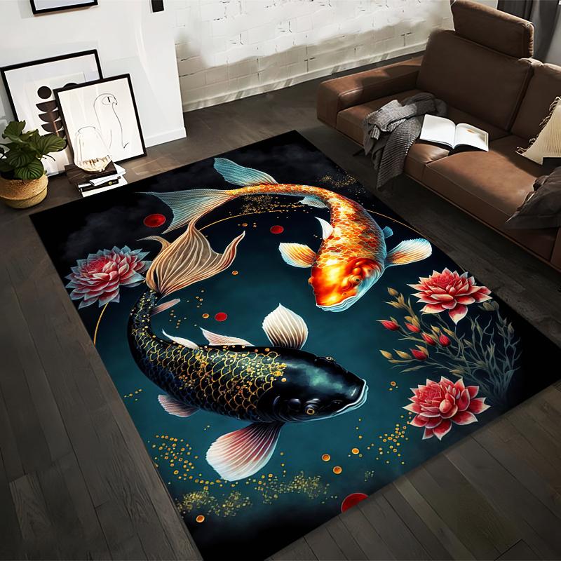 

Koi Fish and Lotus Floral Pattern Carpet for Living Room Decor Suitable for use as an anti-slip for living room bedroom sofas 40x60cm( 15x23in )