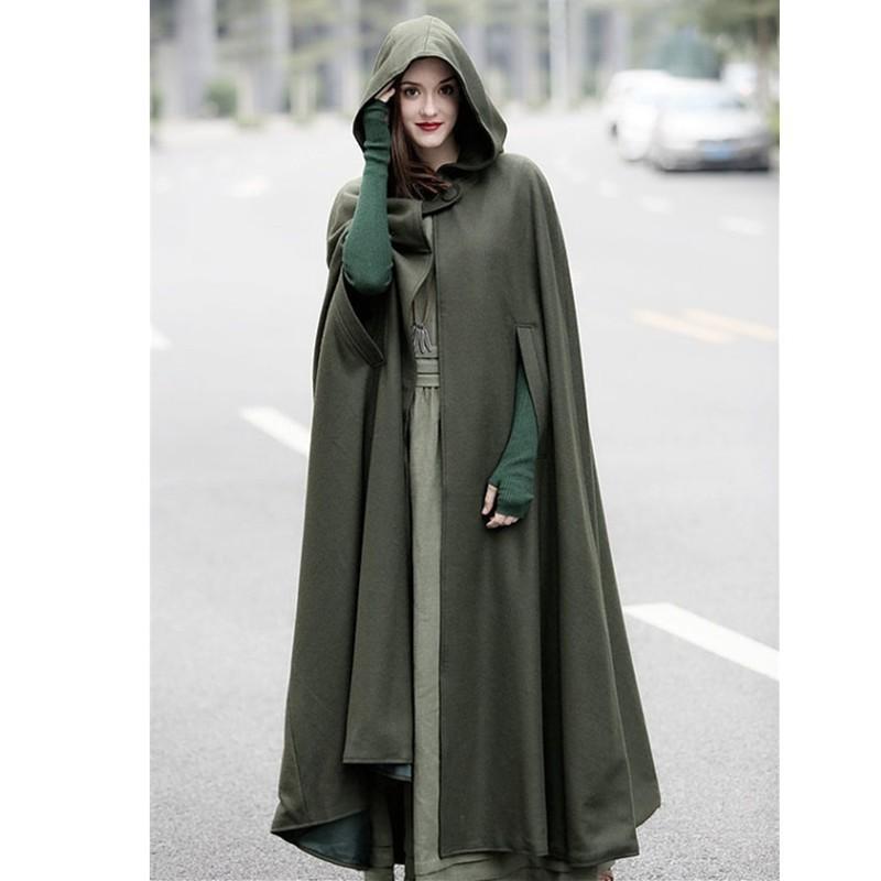 Womens Oversized Hooded Cape Coat In