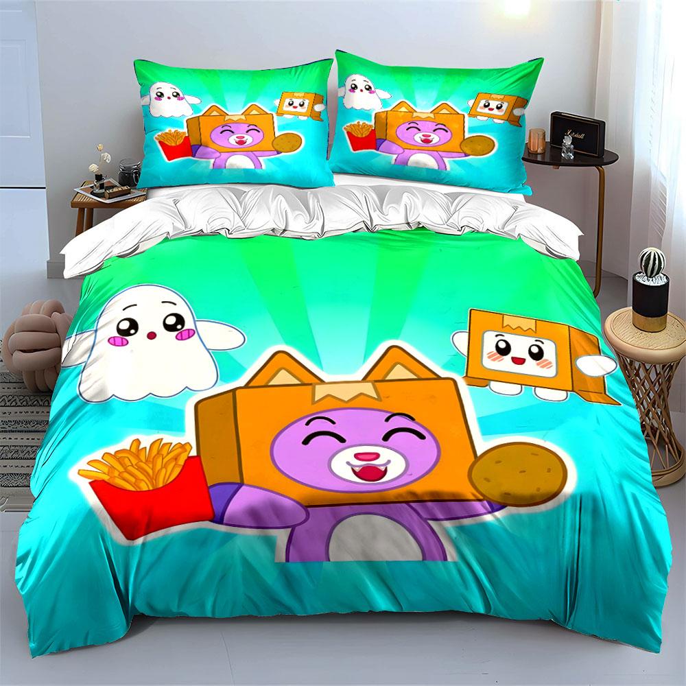 Cute Purple Fox Cartoon Bedding Bedding Duvet Cover Set Duvet Cover Pillowcases (1 * Duvet Cover 2 * Pillowcases, without duvet insert)