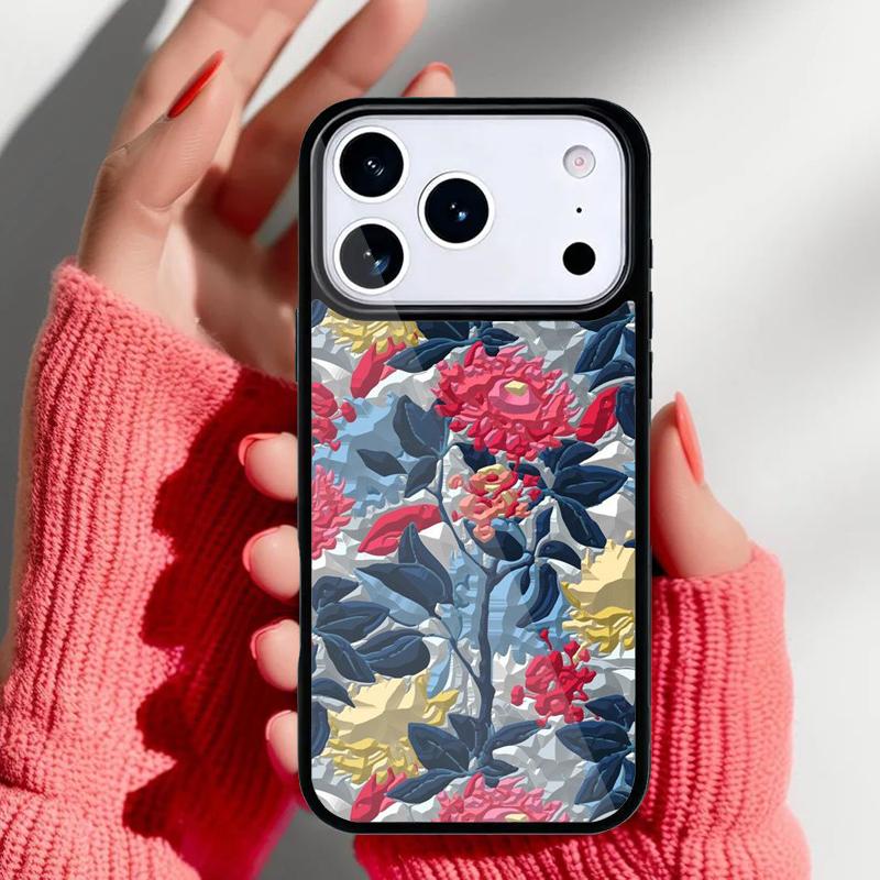 Flower Relief Phone Case for iPhone 17 16 15 14 13 Pro Max Back Cover for 12 11 Pro Coque