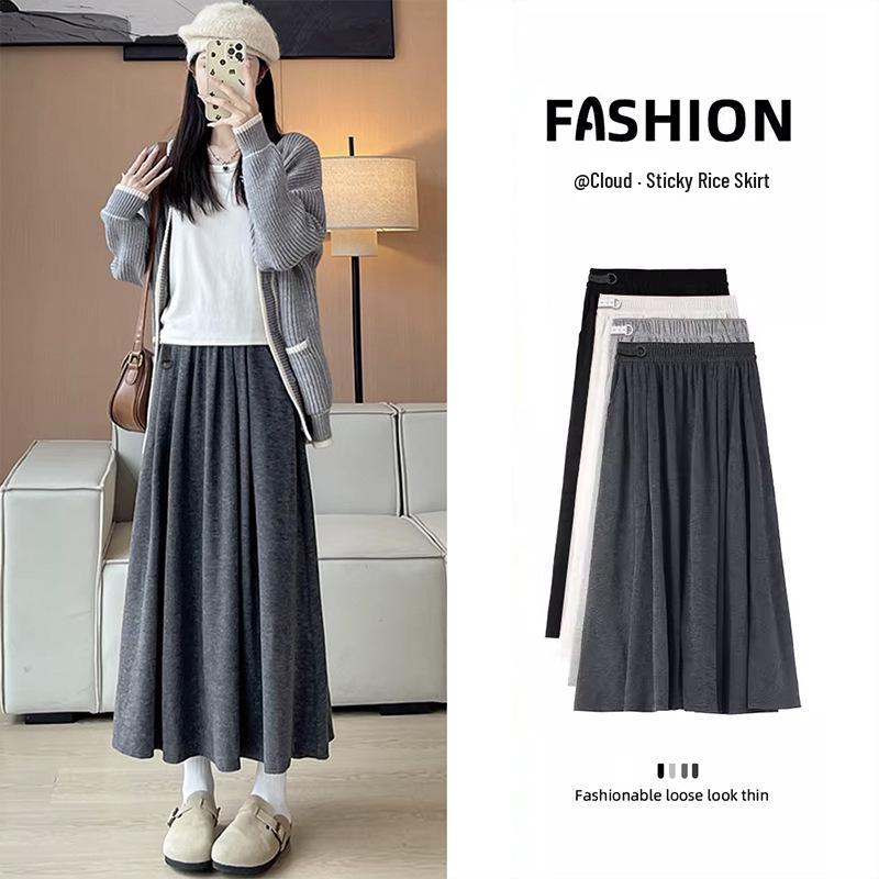 Maternity Drapey A-line Slit Midi Skirt with Pockets - High-Waisted Fishtail Bodycon 2XL