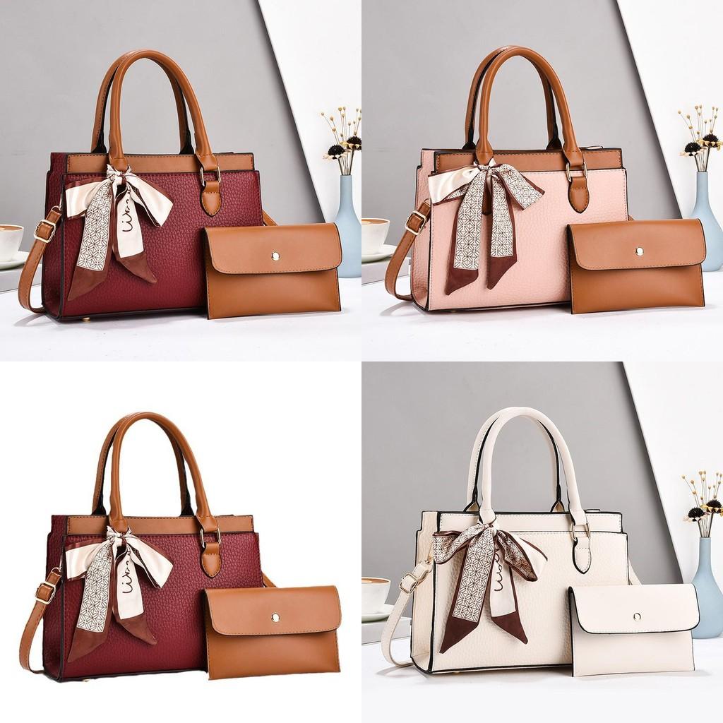 Stylish High-end Pu Leather Womens Tote Bag Set With Spacious Interior And Trendy Colors