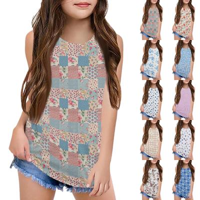 Girls  Kids Summer Crewneck Sleeveless Shirts Tank Tops