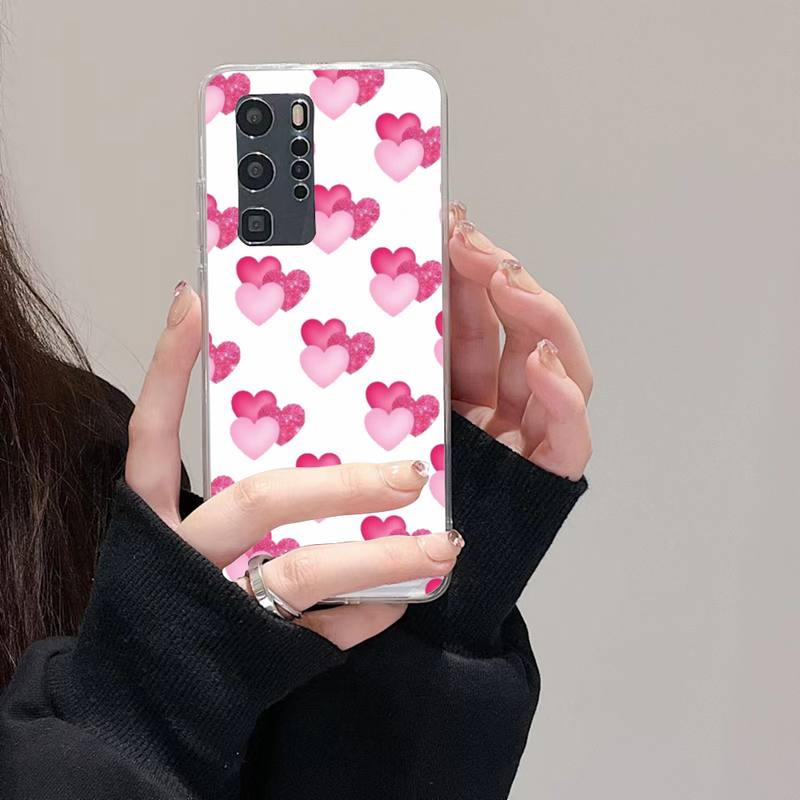 Loving Heart Ripple Phone Case For Huawei Mate P10 P20 P30 P40 P50 Smart Z Honor 50 60 70 Pro Lite Transparent Case