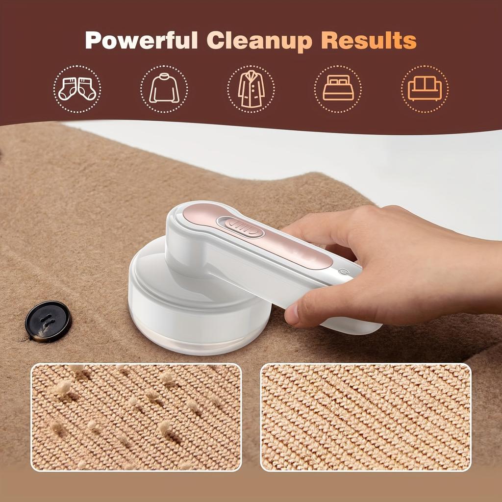 USB Rechargeable Electric Lint Remover - Fabric Shaver with One More Blade - Portable Fuzz Remover, Pilling Remover, Hairball Trimmer for Clothes