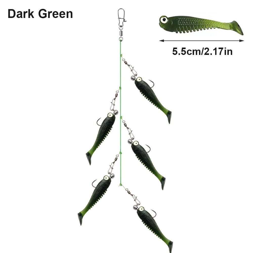 

Silicone Simulation Bait Sharp Fish Hook Fishing Set-up Professional Fishing Lure Set Sea Fishing Dark Green - 5.5cm