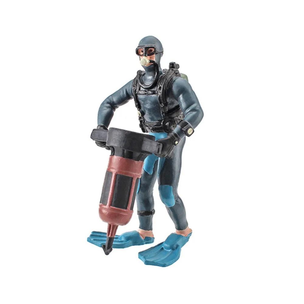 Cool PVC, ABS Simulated Diver Miniature Blue Orange Seabed Exploration Diver Model Doll Scene Simulation Doll Decoration Toys