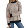 Women's Fashion Casual Striped Long Sleeve Neck Loose Fit Pullover Sweatshirt