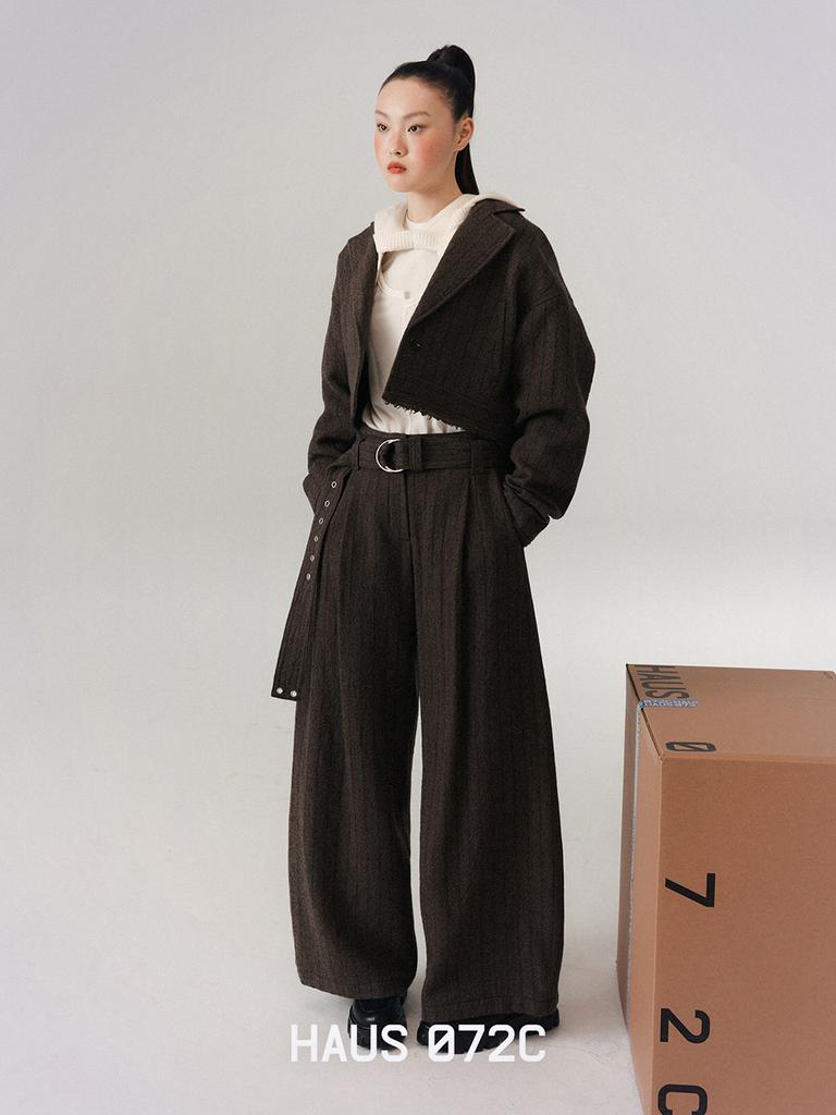 HAUS072C Stripe Vintage Pants Brown
